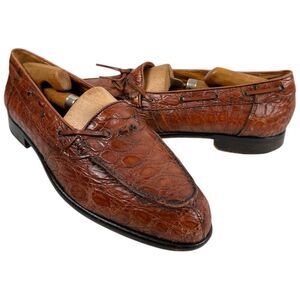 Zelli Brown Genuine Crocodile Leather Dress Shoe Loafers Men’s Size 9.5M